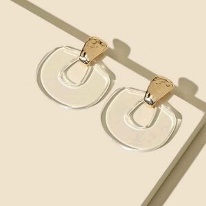 💖 2/$30 Gold Modern clear hoop geometric acrylic drop statement big earrings
